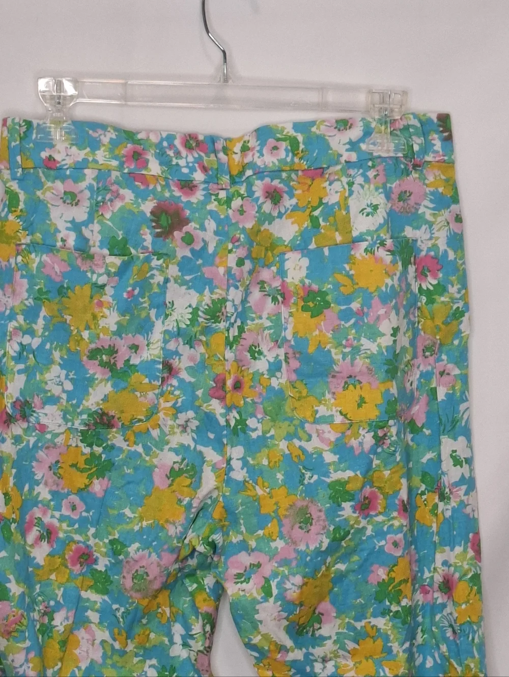 Zara Vibrant Floral Linen Blend Mini Flare Pants Size 8 NWT